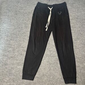True Religion Men's Large Black Classic Logo Jogger Sweatpants